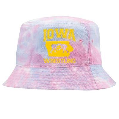 Silhouette Iowa Wrestling Team Wrestler Tie-Dyed Bucket Hat