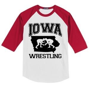 Silhouette Iowa Wrestling Team Wrestler Kids Colorblock Raglan Jersey