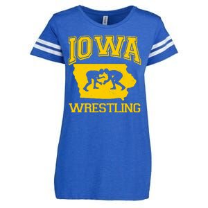 Silhouette Iowa Wrestling Team Wrestler Enza Ladies Jersey Football T-Shirt