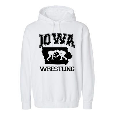 Silhouette Iowa Wrestling Team Wrestler Garment-Dyed Fleece Hoodie