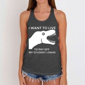 Saurus I Want To Live To Pay Off My Student Loans Women's Knotted Racerback Tank