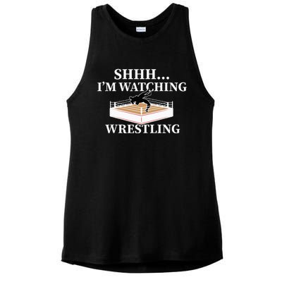 Shhh IM Watching Wrestling Funny Wrestling Lover Gift Ladies PosiCharge Tri-Blend Wicking Tank