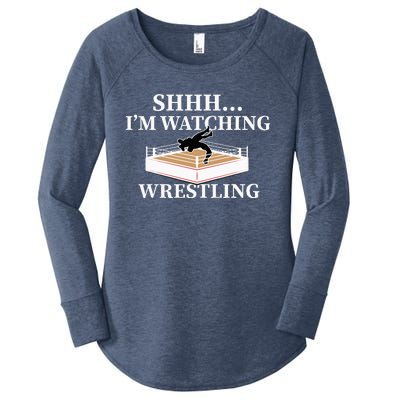 Shhh IM Watching Wrestling Funny Wrestling Lover Gift Women's Perfect Tri Tunic Long Sleeve Shirt