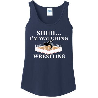 Shhh IM Watching Wrestling Funny Wrestling Lover Gift Ladies Essential Tank