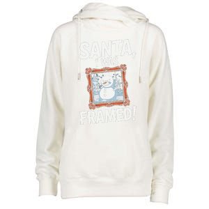 Santa I Was Framed Funny Snowman Joke Xmas Celebration Womens Funnel Neck Pullover Hood