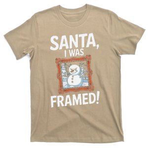 Santa I Was Framed Funny Snowman Joke Xmas Celebration T-Shirt