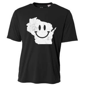 Smiling in WI – Funny Wisconsin Happy Face Cooling Performance Crew T-Shirt