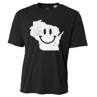 Smiling in WI – Funny Wisconsin Happy Face Cooling Performance Crew T-Shirt