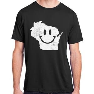 Smiling in WI – Funny Wisconsin Happy Face Adult ChromaSoft Performance T-Shirt