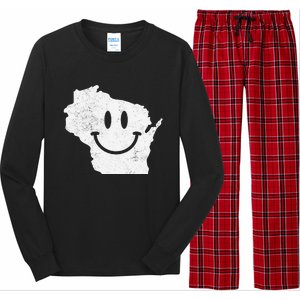 Smiling in WI – Funny Wisconsin Happy Face Long Sleeve Pajama Set