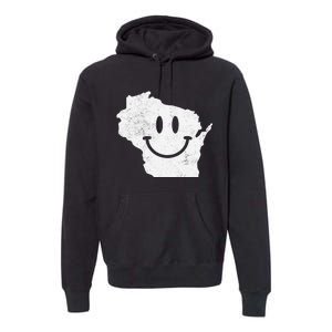 Smiling in WI – Funny Wisconsin Happy Face Premium Hoodie