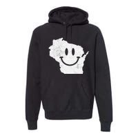 Smiling in WI – Funny Wisconsin Happy Face Premium Hoodie