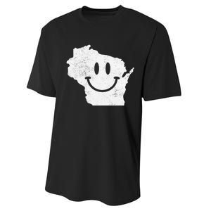 Smiling in WI – Funny Wisconsin Happy Face Performance Sprint T-Shirt