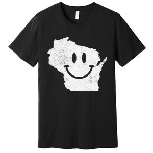 Smiling in WI – Funny Wisconsin Happy Face Premium T-Shirt