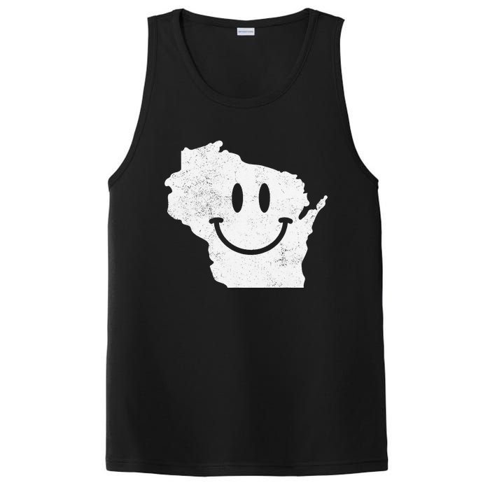 Smiling in WI – Funny Wisconsin Happy Face PosiCharge Competitor Tank