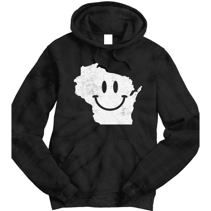 Smiling in WI – Funny Wisconsin Happy Face Tie Dye Hoodie