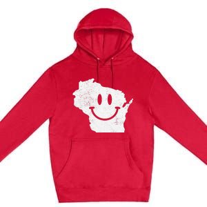 Smiling in WI – Funny Wisconsin Happy Face Premium Pullover Hoodie