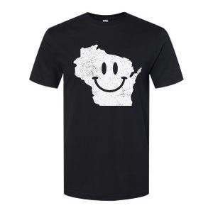 Smiling in WI – Funny Wisconsin Happy Face Softstyle CVC T-Shirt