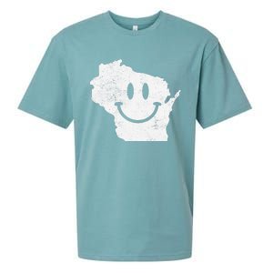 Smiling in WI – Funny Wisconsin Happy Face Sueded Cloud Jersey T-Shirt