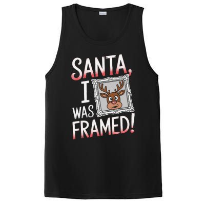 Santa I Was Framed Funny Cute Reindeer Holiday Humor PosiCharge Competitor Tank