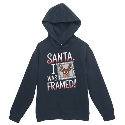 Santa I Was Framed Funny Cute Reindeer Holiday Humor Urban Pullover Hoodie