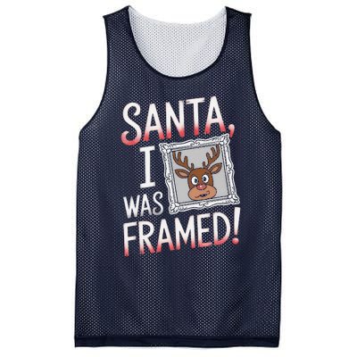 Santa I Was Framed Funny Cute Reindeer Holiday Humor Mesh Reversible Basketball Jersey Tank