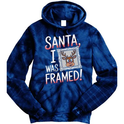 Santa I Was Framed Funny Cute Reindeer Holiday Humor Tie Dye Hoodie