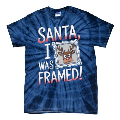 Santa I Was Framed Funny Cute Reindeer Holiday Humor Tie-Dye T-Shirt