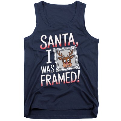 Santa I Was Framed Funny Cute Reindeer Holiday Humor Tank Top