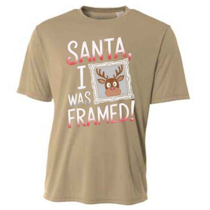 Santa I Was Framed Funny Cute Reindeer Holiday Humor Cooling Performance Crew T-Shirt