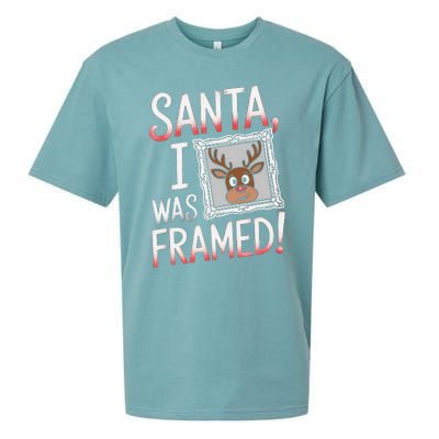 Santa I Was Framed Funny Cute Reindeer Holiday Humor Sueded Cloud Jersey T-Shirt