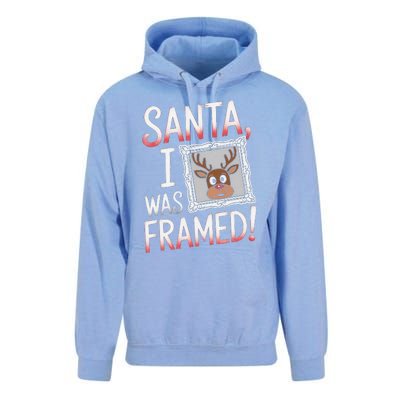 Santa I Was Framed Funny Cute Reindeer Holiday Humor Unisex Surf Hoodie