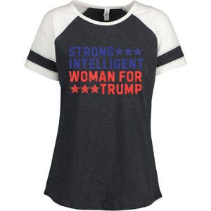 Strong Intelligent Woman For Trump Girl Maga Patriotic Usa Enza Ladies Jersey Colorblock Tee