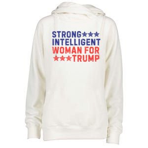 Strong Intelligent Woman For Trump Girl Maga Patriotic Usa Womens Funnel Neck Pullover Hood