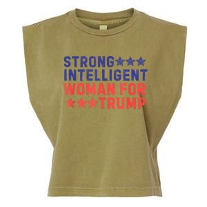 Strong Intelligent Woman For Trump Girl Maga Patriotic Usa Garment-Dyed Women's Muscle Tee