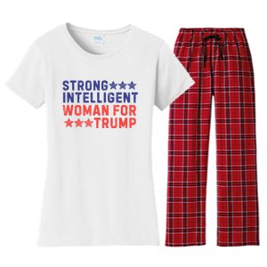 Strong Intelligent Woman For Trump Girl Maga Patriotic Usa Women's Flannel Pajama Set