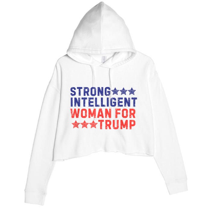 Strong Intelligent Woman For Trump Girl Maga Patriotic Usa Crop Fleece Hoodie