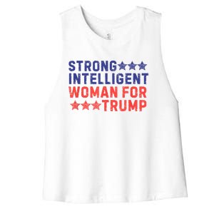 Strong Intelligent Woman For Trump Girl Maga Patriotic Usa Women's Racerback Cropped Tank