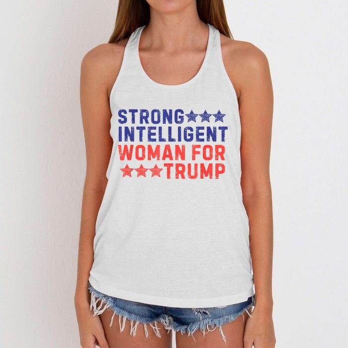 Strong Intelligent Woman For Trump Girl Maga Patriotic Usa Women's Knotted Racerback Tank