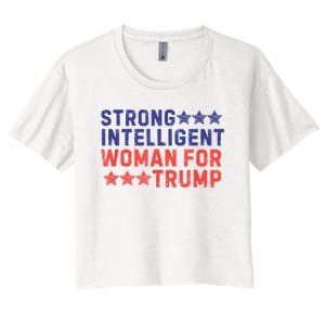 Strong Intelligent Woman For Trump Girl Maga Patriotic Usa Women's Crop Top Tee