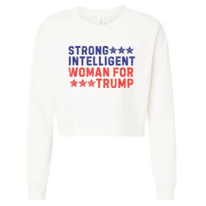 Strong Intelligent Woman For Trump Girl Maga Patriotic Usa Cropped Pullover Crew