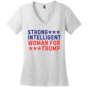 Strong Intelligent Woman For Trump Girl Maga Patriotic Usa Women's V-Neck T-Shirt