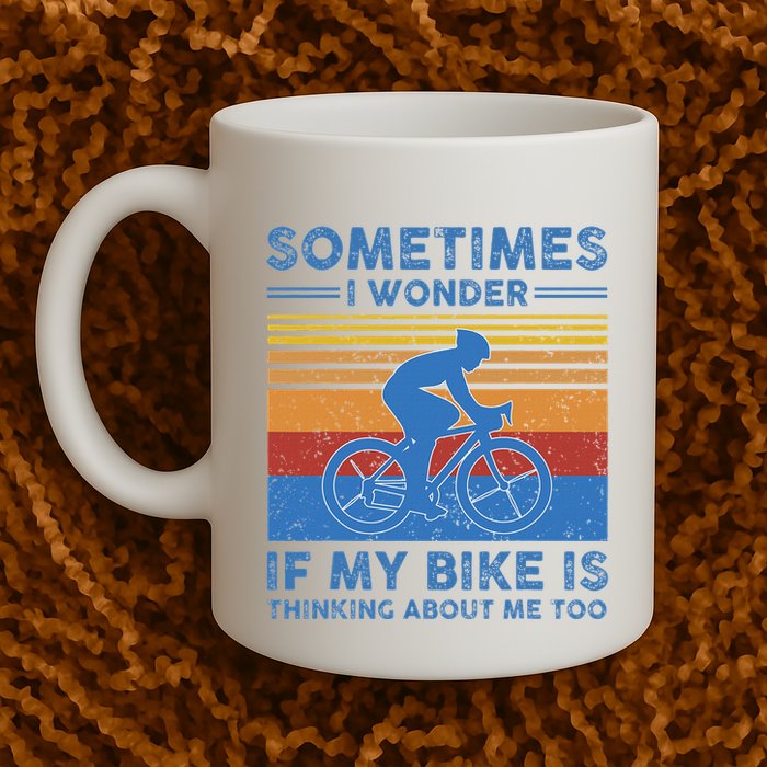 Sometimes I Wonder If My Bike Is Thinking About Me Too Biker Mug