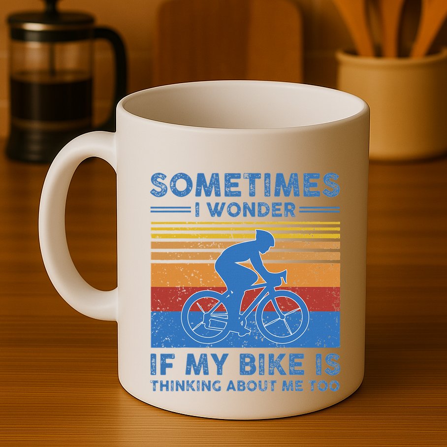Sometimes I Wonder If My Bike Is Thinking About Me Too Biker Mug