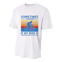 Sometimes I Wonder If My Bike Is Thinking About Me Too Biker Youth Performance Sprint T-Shirt