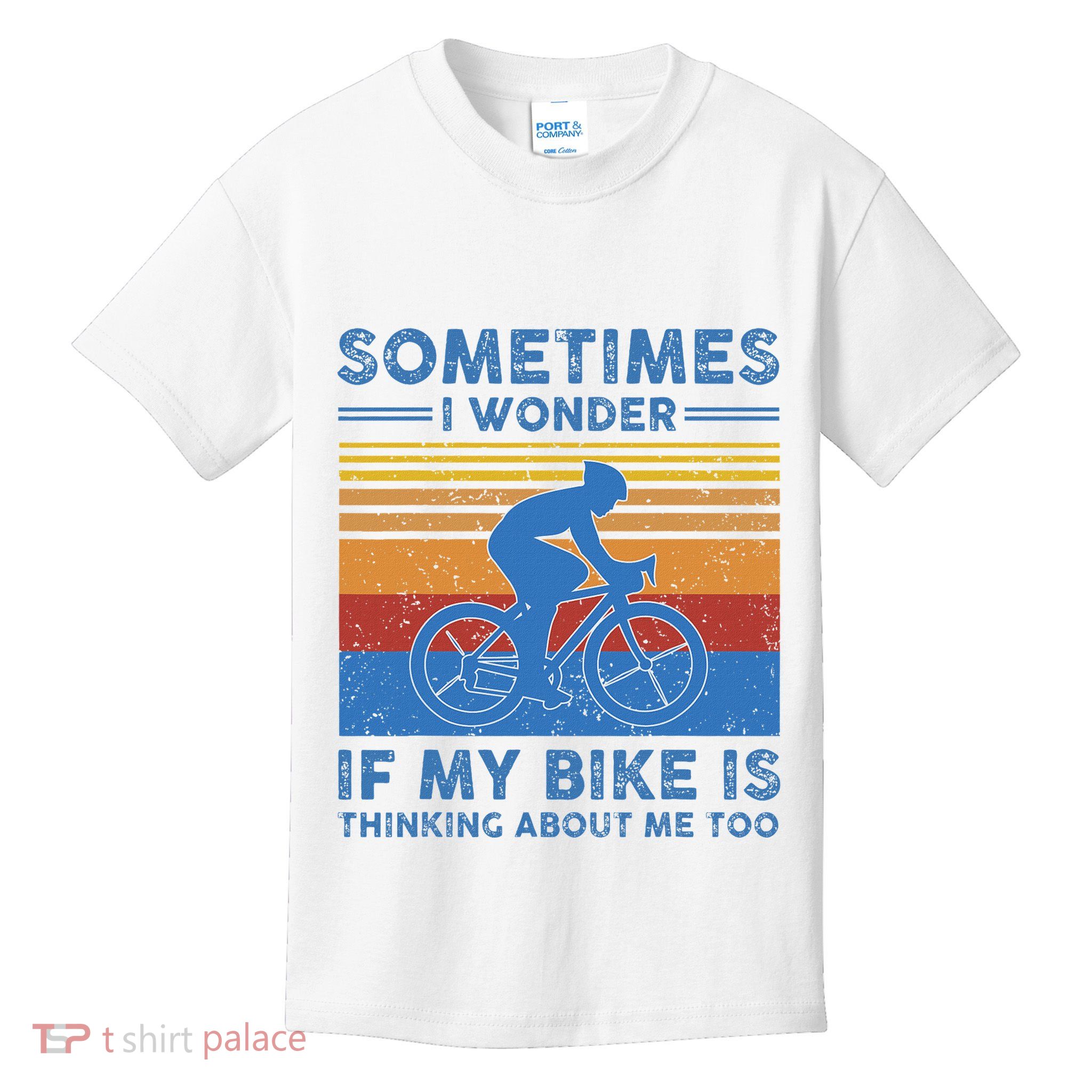 Sometimes I Wonder If My Bike Is Thinking About Me Too Biker Kids T-Shirt