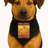 Sorry I Wasn't Listening I Was Thinking About Pizza USA-Made Doggie Bandana