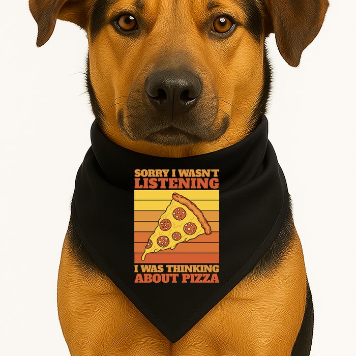 Sorry I Wasn't Listening I Was Thinking About Pizza USA-Made Doggie Bandana