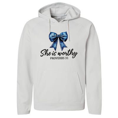 She Is Worthy Bow Performance Fleece Hoodie