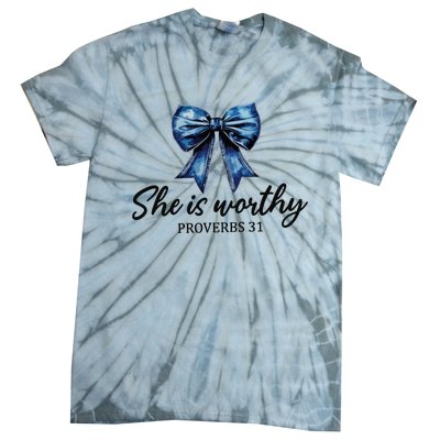 She Is Worthy Bow Tie-Dye T-Shirt